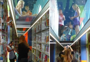 Piso de Vidro Com Efeito Lupa - BiebBus - Biblioteca Movel na Holanda - Jord den Hollander