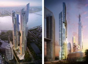 Torres Dancing Dragons por Adrian Smith + Gordon Gill, em Seul