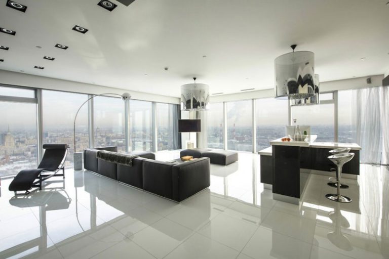 Design de interiores em preto e branco pelo arquiteto Yegor Serov