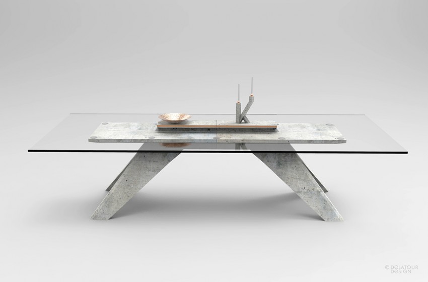 mesa-de-jantar-em-vidro-e-concreto-por-jimmy-delatour