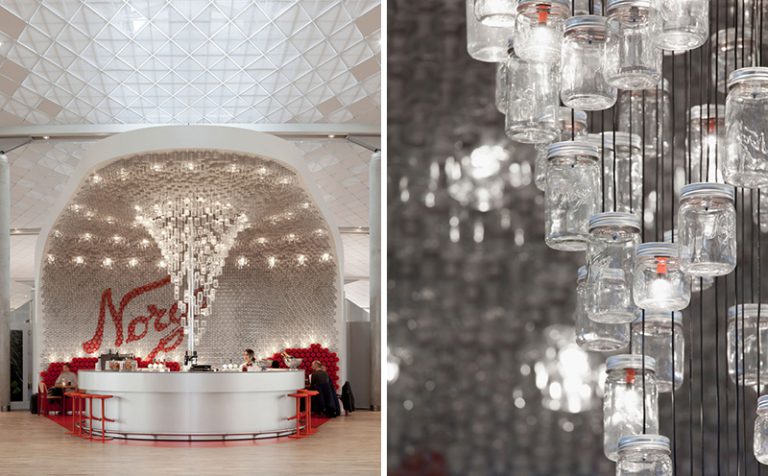 Bar temático na Noruega ganha décor com 4 mil potes de vidro